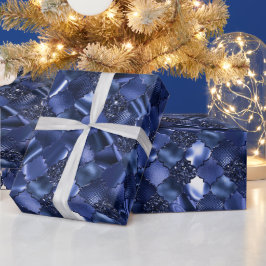 Navy Blue Moroccan Quatrefoil Mönster Presentpapper