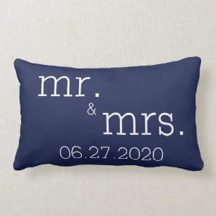 Navy Blue Mr och Modern Bröllop Pillows Lumbarkudde
