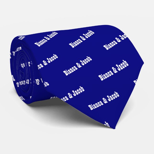 Navy Blue Namn bröllop Neck Tie Slips (Rullad)