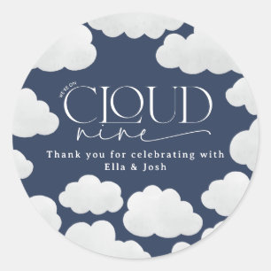 Navy Blue Natural Cloud nio duschar modern snyggt Runt Klistermärke