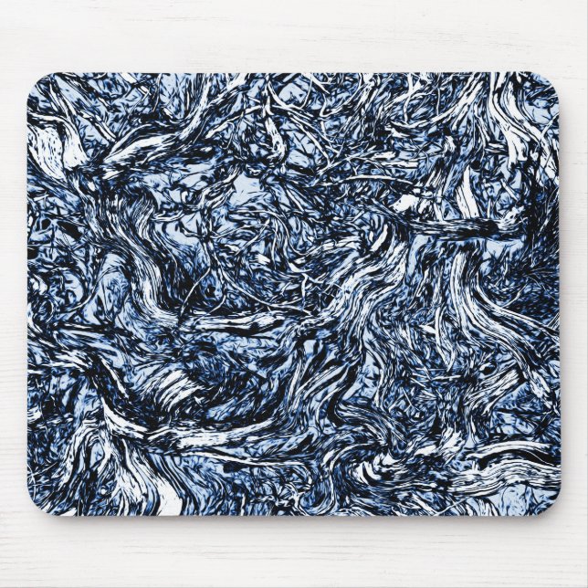 Navy Blue Nature Abstrakt Mönster Musmatta (Framsidan)