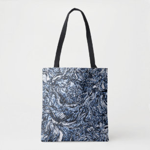 Navy Blue Nature Abstrakt Mönster Tygkasse