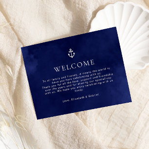 Navy Blue Nautical Bröllop Timeline-kuvert Tilläggskort
