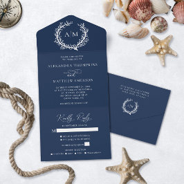 Navy Blue Nautical Coral Reef Bröllop