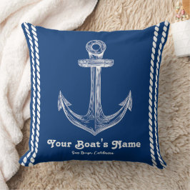 Navy Blue Nautical Welcome om Anpassningsbar Boat Kudde