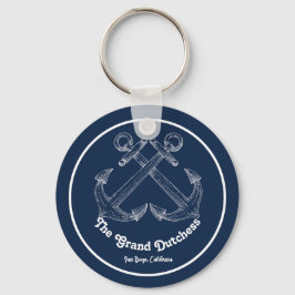 Navy Blue Nautical Welcome om Anpassningsbar Boat Nyckelring