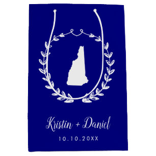 Navy Blue New Hampshire Karta Bröllop Välkomstha