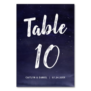 Navy Blue Night Himmel Bröllop Bordsnummer