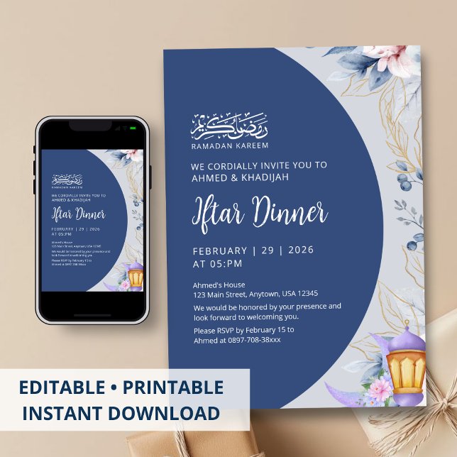 Navy Blue Night Sky Ramadan Iftar Dinner Inbjudningar (Skapare uppladdad)