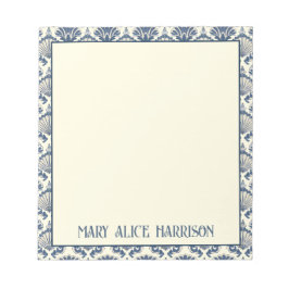 Navy Blue och Cream Seashell Mönster Anteckningsblock