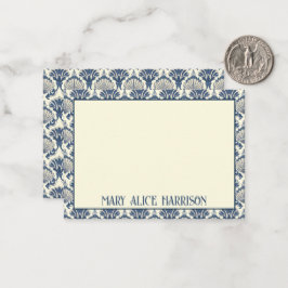 Navy Blue och Cream Seashell Mönster Anteckningskort