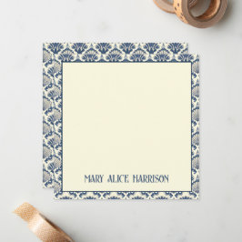 Navy Blue och Cream Seashell Mönster Anteckningskort