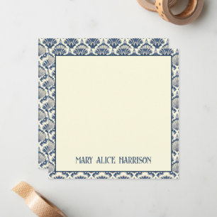 Navy Blue och Cream Seashell Mönster Anteckningskort