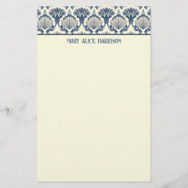 Navy Blue och Cream Seashell Mönster Brevpapper