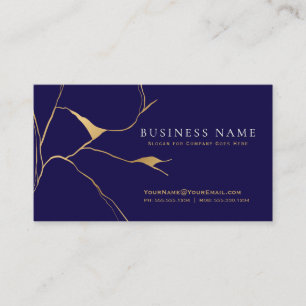 Navy Blue och Guld Kintsugi Professionell Visitkort