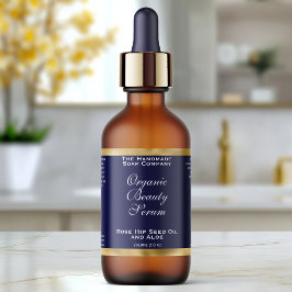 Navy Blue och guld Kosmetik Dropparflask Etikett Fraktsedel