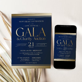 Navy Blue och Guld Välgörenhetsauktionsgala Inbjud Inbjudningar