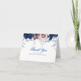 Navy Blue och Mauve Bröllop Tack Kort