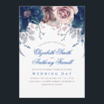 Navy Blue och Mauve Watercolor Blommigt Bröllop Inbjudningar<br><div class="desc">Tungblåa och mauva botaniska blommor eleganter moderna bröllopsinbjudningar.</div>