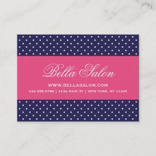Navy Blue och Shock rosa Cute Modern Polka dots Visitkort