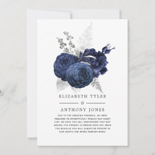 Navy Blue och Silver Blommig Reducerad Bröllopsgäs Meddelande