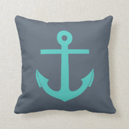Navy Blue och Turcouise Anchor Nautical Kudde