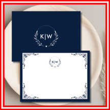 Navy Blue och Vit | Moderna Initialer Monogram