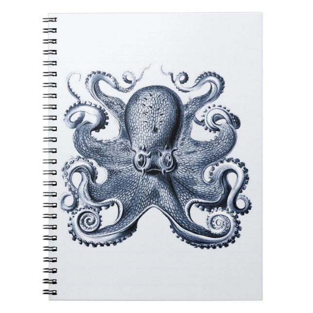 Navy Blue Octopus illustration av Ernst Haeckel Anteckningsbok (Framsidan)