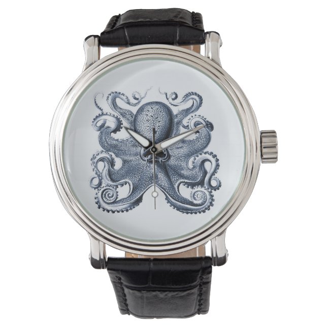 Navy Blue Octopus illustration av Ernst Haeckel Armbandsur (Framsida)