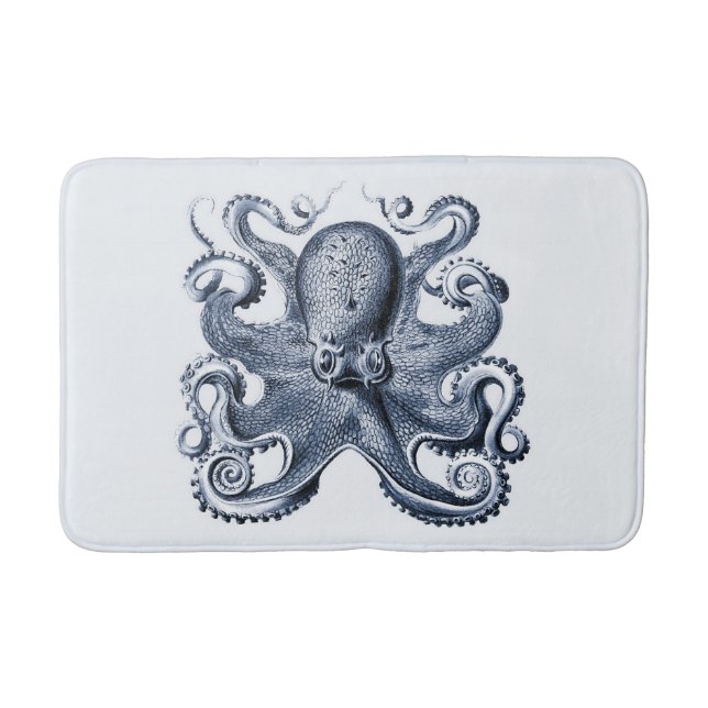 Navy Blue Octopus illustration av Ernst Haeckel Badrumsmatta (Framsidan)