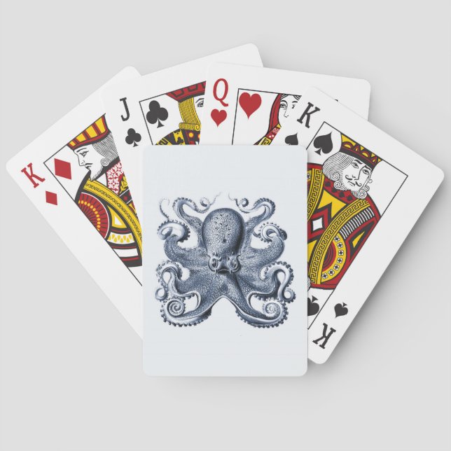 Navy Blue Octopus illustration av Ernst Haeckel Casinokort (Baksidan)
