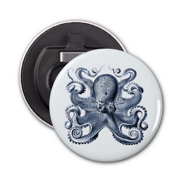 Navy Blue Octopus illustration av Ernst Haeckel Flasköppnare (Framsidan)