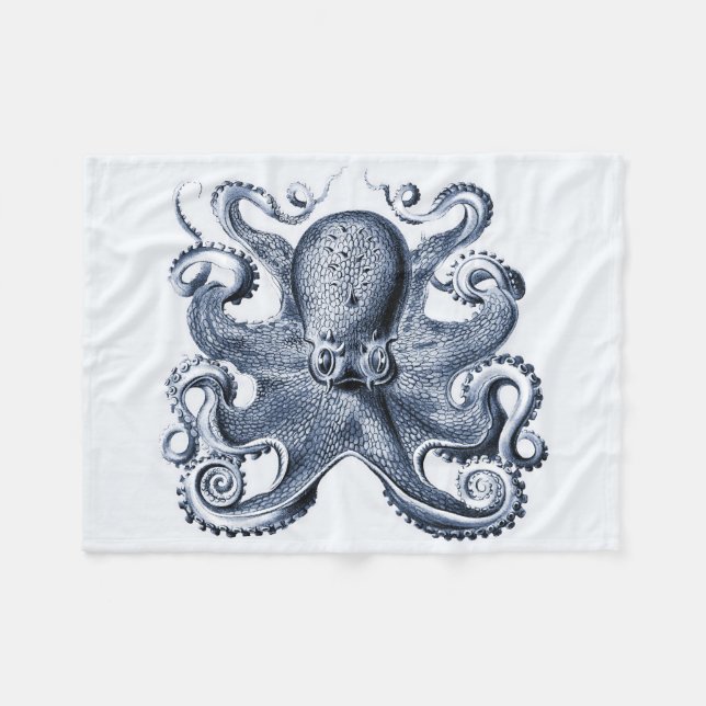 Navy Blue Octopus illustration av Ernst Haeckel Fleecefilt (Framsidan (Horisontell))