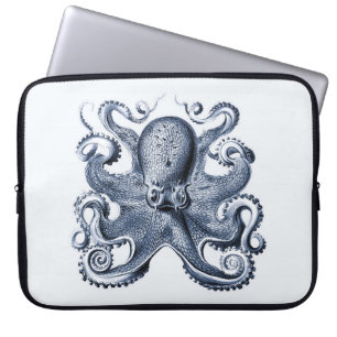 Navy Blue Octopus illustration av Ernst Haeckel Laptop Fodral