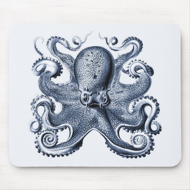 Navy Blue Octopus illustration av Ernst Haeckel Musmatta (Framsidan)