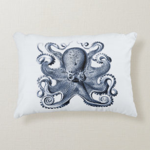 Navy Blue Octopus illustration av Ernst Haeckel Prydnadskudde