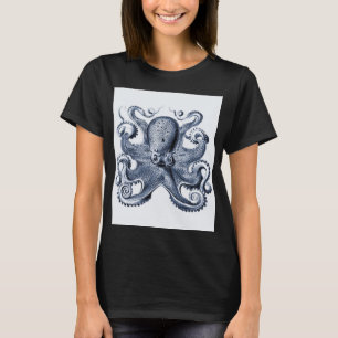Navy Blue Octopus illustration av Ernst Haeckel T Shirt