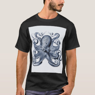 Navy Blue Octopus illustration av Ernst Haeckel T Shirt