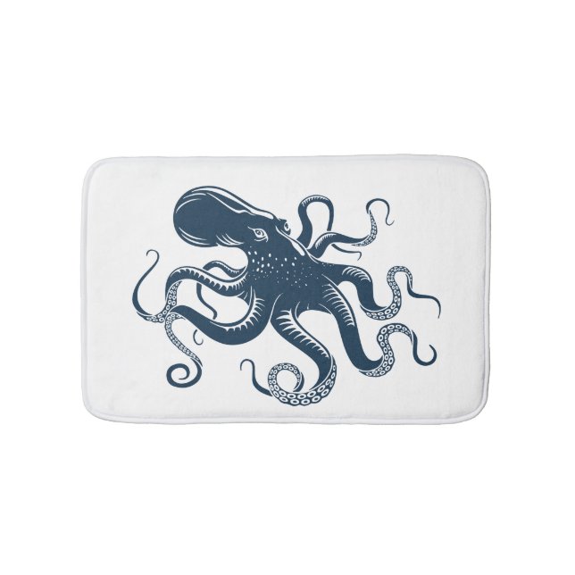 Navy Blue octopus nautiques illustration Badrumsmatta (Framsidan)
