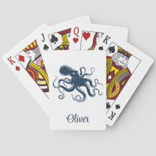 Navy Blue octopus nautiques illustration Casinokort