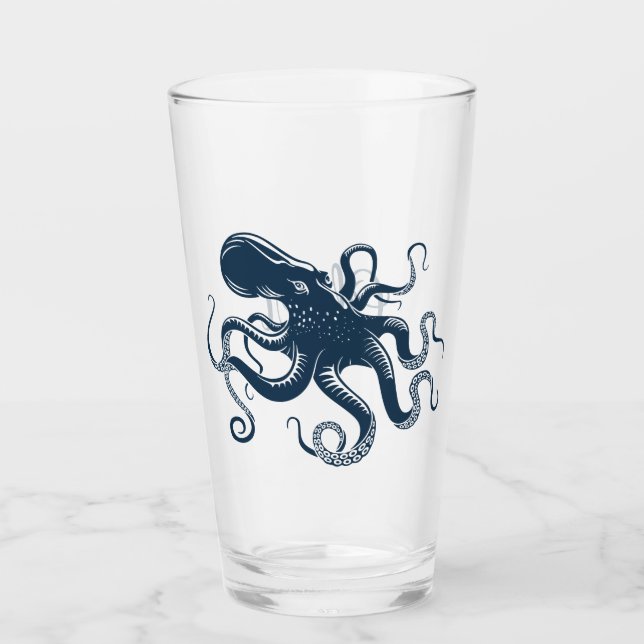 Navy Blue octopus nautiques illustration Glaskopp (Framsida)