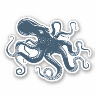 Navy Blue octopus nautiques illustration Klistermärken