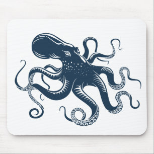 Navy Blue octopus nautiques illustration Musmatta