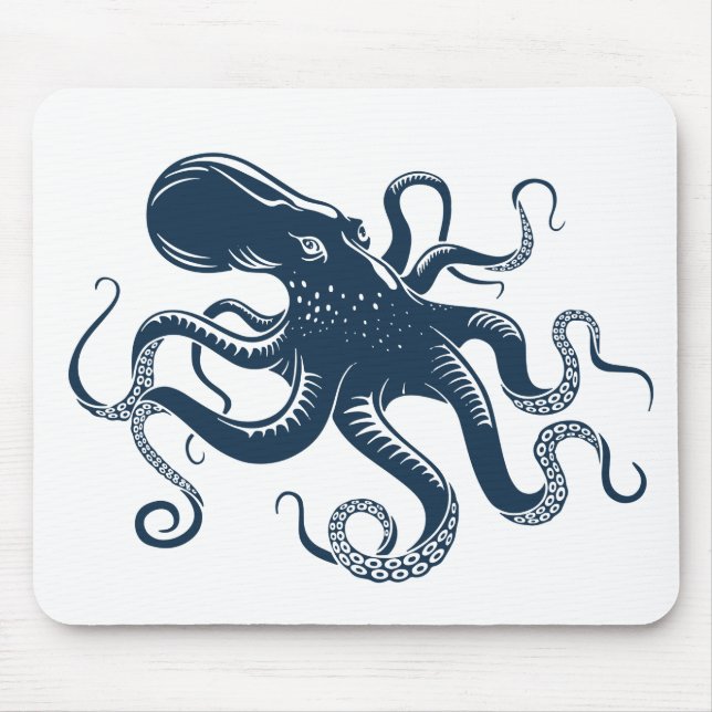Navy Blue octopus nautiques illustration Musmatta (Framsidan)