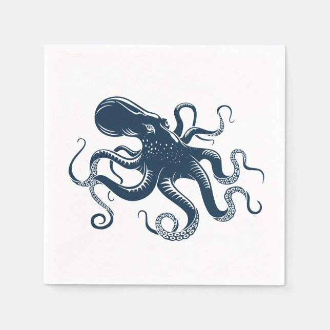 Navy Blue octopus nautiques illustration Pappersservett (Framsidan)