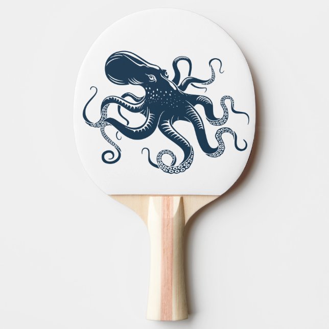 Navy Blue octopus nautiques illustration Pingisracket (Framsidan)