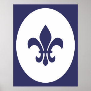 Navy Blue Old Fashioned Oval Gräns Silhouette Poster