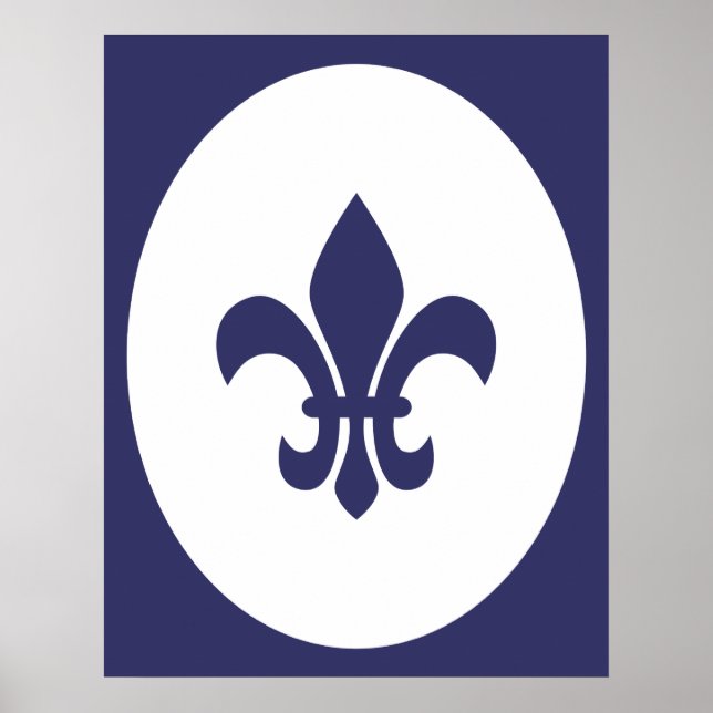 Navy Blue Old Fashioned Oval Gräns Silhouette Poster (Framsidan)