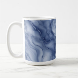 Navy- Blue Organic Marble-Like Texture Kaffemugg