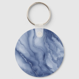 Navy- Blue Organic Marble-Like Texture Nyckelring
